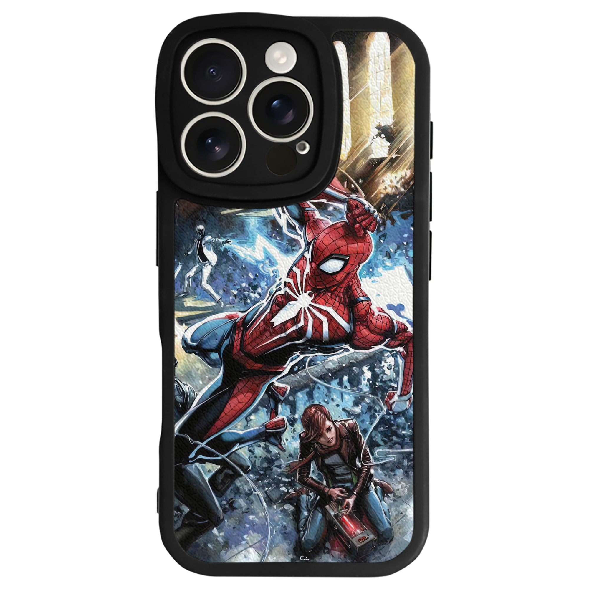 Spider Man スパイダーマン 【iPhone 16シリーズ対応】シリコンスマホケース（レザー調） 材質：シリコン